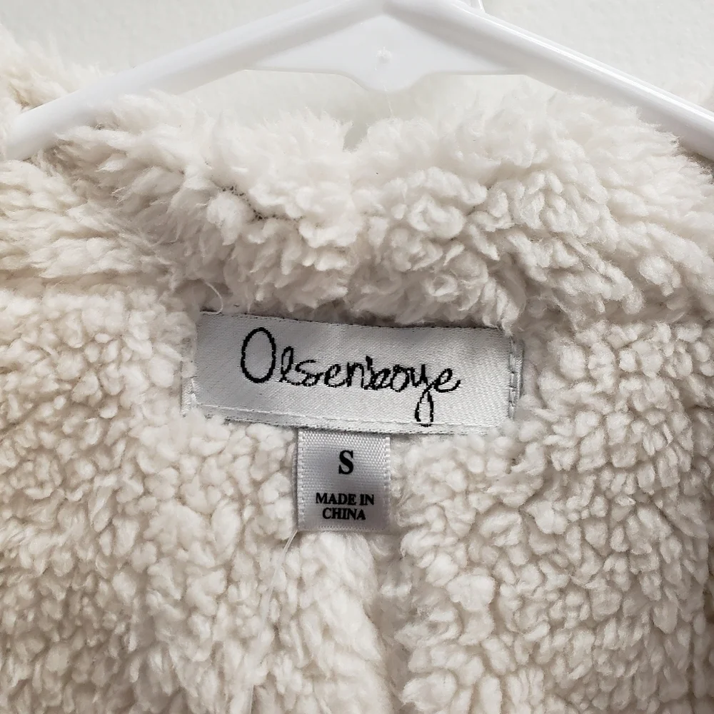 Olsenboye Faux Fur Open Front Coat Jacket Size Small - Picture 4 of 8